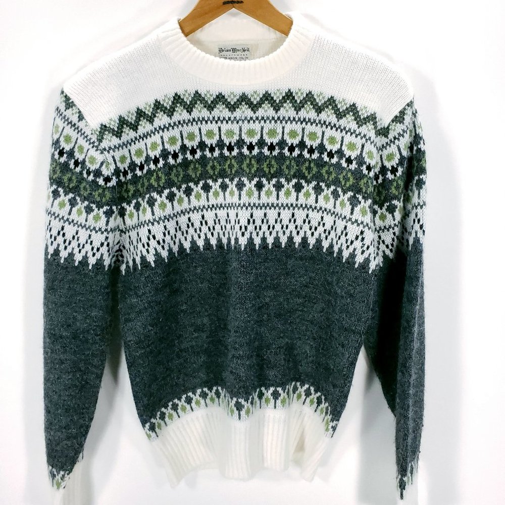 Vtg Brian MacNeil Sportswear Sweater Mens Small Multicolor Fair Isle Long Sleeve